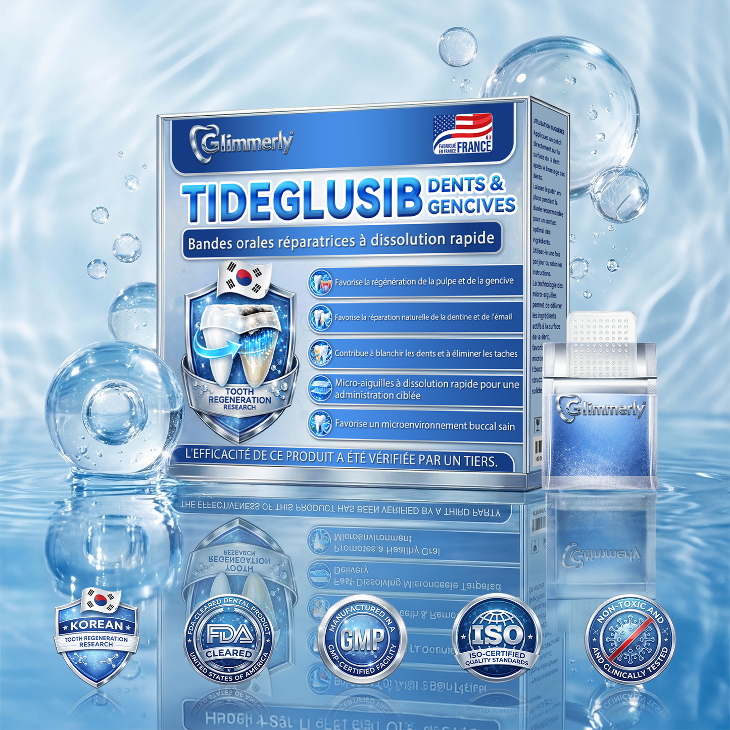 🎁Sourire instantané 🎁 𝐺𝑙𝑖𝑚𝑚𝑒𝑟𝑙𝑦® Tideglusib Dents et gencives Bandes orales réparatrices à dissolution rapide 💎 (Restaure émail/dentine • Renforce gencives • Élimine tartre & odeurs • Blanchit • Fin des sensibilités)